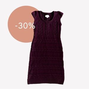 Jessica Simpson XS Cap Sleeve Cable-Knit Mix Sweater Dress Tie Waist Wine